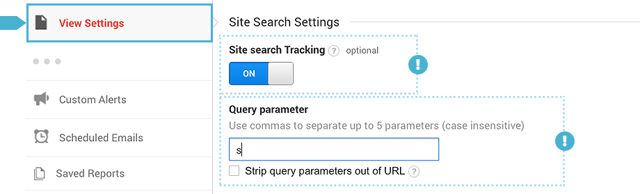 Check Google Site Search Tracking