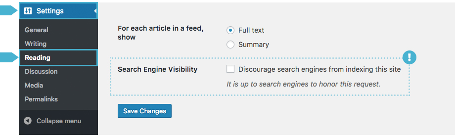 WordPress Search Engine Visibility Unchecked